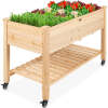 Mobile Raised Garden Bed Elevated Planter w/ Wheels, Shelf - 48x24x32in - Thumbnail 1