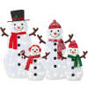 2D Lighted Snowman Family Set Outdoor Yard Decor w/ Twinkling LED Lights - Thumbnail 1