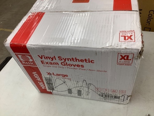 Clear Vinyl Exam Gloves - Latex-Free & Powder-Free, Extra-Large, VGPF3004 (Case of 1,000) - Lot 1804