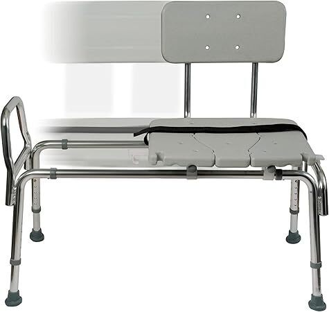 DMI Tub Transfer Bench and Shower Chair with Non Slip Aluminum Body, FSA Eligible, Adjustable Seat Height and Cut Out Access, Holds Weight up to 400 Lbs, Bath and Shower Safety, Transfer Bench - Lot 1878