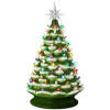 Large Pre-Lit Ceramic Christmas Tree Decoration w/ LED Light, Timer - 18in - Thumbnail 1