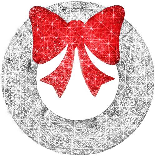 Pre-Lit Outdoor Christmas Wreath, LED Metal Holiday Decor w/ Bow - 48in - Lot 1901