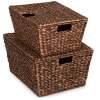 Set of 2 XL Woven Water Hyacinth Storage Baskets - Thumbnail 1