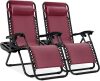 Set of 2 Adjustable Zero Gravity Patio Chair Recliners w/ Cup Holders - Thumbnail 1