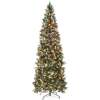 Pre-Lit Partially Flocked Pencil Christmas Tree w/ Pine Cones, Metal Stand - Thumbnail 1