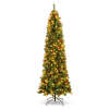 Pre-Lit Spruce Pencil Christmas Tree w/ Berries, Pine Cones - Thumbnail 1