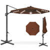 360-Degree Solar LED Cantilever Offset Patio Umbrella w/ Tilt - 10ft - Thumbnail 1