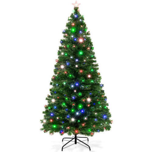 7ft Pre-Lit Fiber Optic Pine Christmas Tree w/ Multicolor & LED Lights - Lot 1099