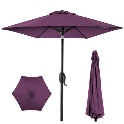 Outdoor Market Patio Umbrella w/ Push Button Tilt, Crank Lift - 7.5ft - Lot 1080
