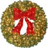 Pre-Lit Artificial Fir Christmas Wreath w/ Red Bow, LED Lights - Thumbnail 1