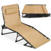Portable Patio Chaise Lounge Chair Outdoor Recliner w/ Pillow - Thumbnail 1
