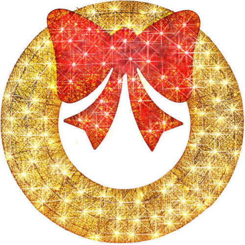 Pre-Lit Outdoor Christmas Wreath, LED Metal Holiday Decor w/ Bow - 48in - Lot 2100