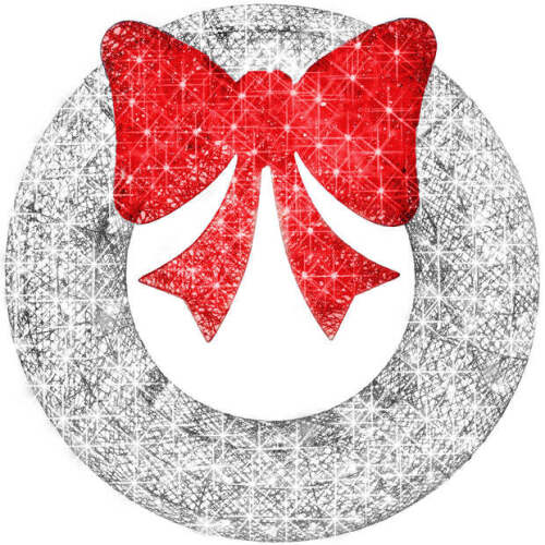 Pre-Lit Outdoor Christmas Wreath, LED Metal Holiday Decor w/ Bow - 60in - Lot 2115