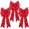 Set of 3 Pre-Lit Christmas Bow Decoration, LED Holiday Decor w/ 8 Functions - Thumbnail 1