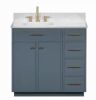 Glacier Bay Marcote 36 in. Single Sink Freestanding Slate Blue Bath Vanity with Venato Engineered Stone Top - Thumbnail 1