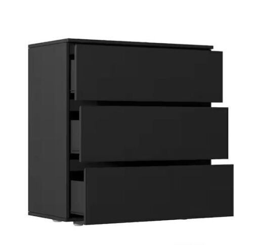 FUFU&GAGA 3-Drawer Black Wood Nightstand End Table 30.3 in. W x 32.3 in. H x 15.7 in. D - Lot 88JF