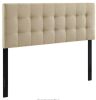 MODWAY Lily Beige Queen Upholstered Fabric Headboard - Thumbnail 1