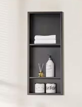 Peorsily 12 in. W x 30 in. H x 4 in. D Recessed Shower Niche with Double Shelves in Matte Black, No Tile Needed - Lot 131JF