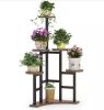 BYBLIGHT Wellston 43.7 in. Rustic Brown Round Wood Corner Plant Stand Indoor, 6 Tier - Thumbnail 1