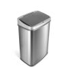 NINESTARS 13 Gal. Stainless Steel Rectangular Shape Motion Sensor Metal Household Trash Can - Thumbnail 1