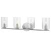 Hampton Bay Champlain 31.5 in. 4-Light Brushed Nickel Modern Bathroom Vanity Light with Clear Glass Shades - Thumbnail 1