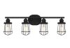 Hampton Bay Southbourne 28 in. 4-Light Matte Black Vanity Light with Open Steel Cage Frame - Thumbnail 1