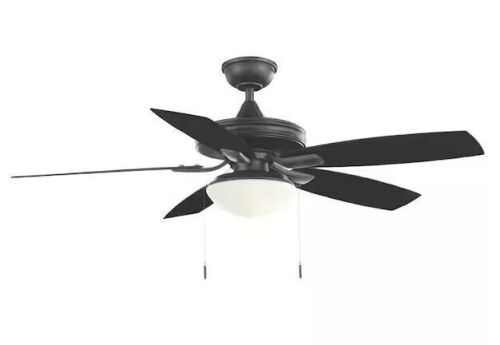 Hampton Bay Gazebo III 52 in. Indoor/Outdoor Wet Rated Natural Iron Ceiling Fan with LED Bulbs Included - Lot 435JF