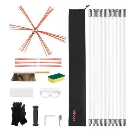 VEVOR 33 Ft. Chimney Sweep Kit w/10 Reinforced Nylon Flexible Rods - Lot 532JF
