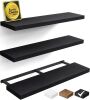 Floating Wall Shelves, 36", Black, Set of 3 - Thumbnail 1
