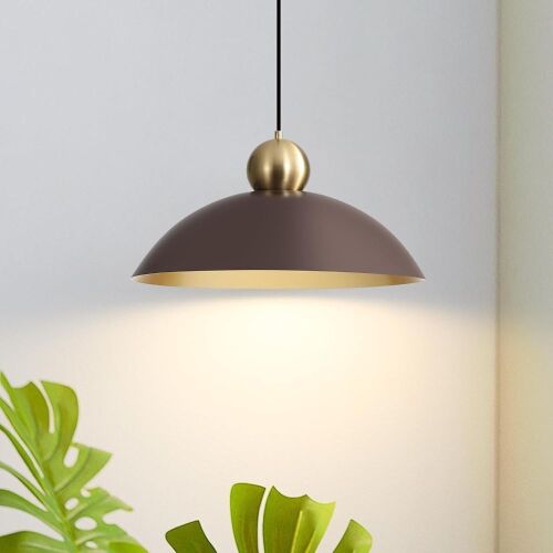 18" Large Farmhouse Pendant Light with Adjustable Brown Dome - Lot 358