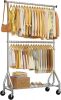 HYSEYY Heavy Duty Double Rod Clothing Rack - Thumbnail 1