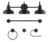 Hampton Bay Elmcroft 29 in. 3-Light Matte Black Farmhouse Vanity Light with Matching 4-Piece Bathroom Hardware Accessory Kit - Thumbnail 1
