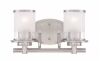 Lot of (2) Hampton Bay Truitt 14.2 in. 2-Light Brushed Nickel Modern Transitional Vanity with Frosted and Clear Edge Glass Shades - Thumbnail 1