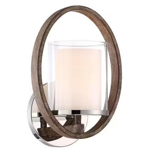 Home Decorators Collection Downing 1-Light Polished Nickel/Corona Bronze Wall Sconce - Lot 446JF