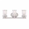 Lot of (2) Hampton Bay Truitt 23.25 in. 3-Light Brushed Nickel Vanity Light with Frosted and Clear Edge Glass Shades - Thumbnail 1