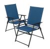 Anmutig Metal Outdoor Folding Lawn Chairs, Navy Blue (Set of 2) - Thumbnail 1