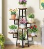 BYBLIGHT Wellston 43.3 in. Rustic Brown Wood Indoor 7 Tier Corner Plant Stand - Thumbnail 1