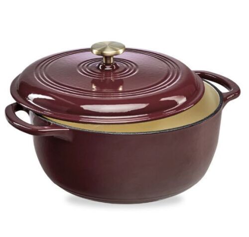 Cast-Iron Dutch Oven Kitchen Cookware w/ Enamel, Handles - 6qt - Lot 641