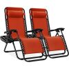 Set of 2 Adjustable Zero Gravity Patio Chair Recliners w/ Cup Holders - Thumbnail 1