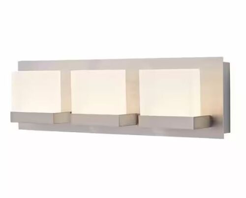 Lot of (2) Home Decorators Collection Alberson Collection 3-Light Brushed Nickel LED Vanity Light with Frosted Acrylic Shade - Lot 320JF