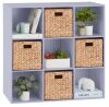 9-Cube Bookshelf Storage Display w/ 3 Removable Panels, Customizable Design - Thumbnail 1