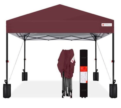 One-Person Setup Instant Pop Up Canopy w/ Case, 4 Weight Bags - 8x8ft - Lot 601