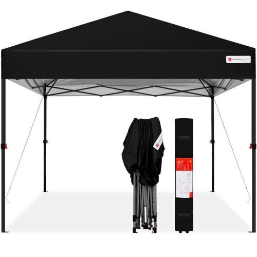 One-Person Setup Instant Pop Up Canopy w/ Case, 4 Weight Bags - 10x10ft - Lot 605