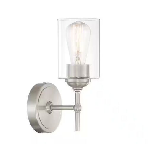 Lot of (2) Home Decorators Collection Ayelen 1-Light Brushed Nickel Indoor Wall Sconce, Modern Wall Light - Lot 509JF