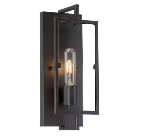 Lot of (2) Home Decorators Collection Kenton 4.75 in. 1-Light Vintage Bronze Industrial Wall Sconce with Cage Frame Detail - Lot 510JF