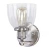 Lot of (2) Home Decorators Collection Evelyn 6 in. 1-Light Brushed Nickel Industrial Wall Sconce with Clear Glass Shade - Thumbnail 1