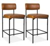 Set of 2 Armless Counter Height Bar Stools, Modern PU Faux Leather Stools - Thumbnail 1