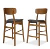 2-Piece Farmhouse Counter Height Bar Stool Set w/ Cushioned Seat, Backrest - Thumbnail 1