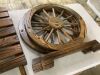 2-Person Rustic Wooden Wagon Wheel Bench w/ Slatted Seat and Backrest - Missing Some Hardware - Thumbnail 3