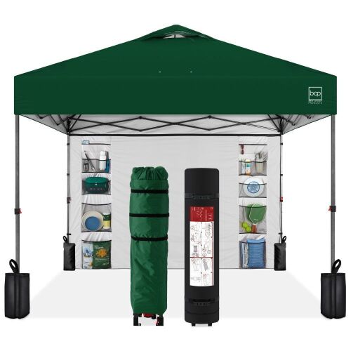 One-Person Setup Instant Pop Up Canopy w/ Side Wall, Carrying Case - 10x10ft - Lot 313